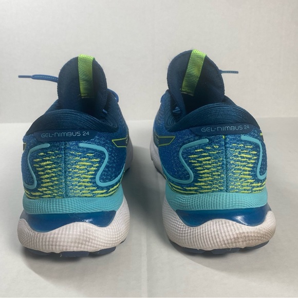Asics | Men’s Size US 10 Sneakers | Gel-Nimbus 24 Blue Yellow Running Shoes - Picture 6 of 10